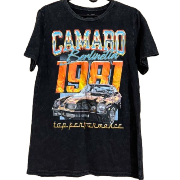Chemistry Unisex Acid Wash Multi CAMARO 1981 Printed Graphic Shirt Sz-M - Picture 1 of 4